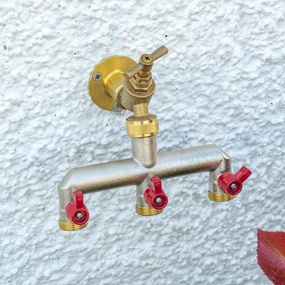Three Way Tap Splitter Brass 3/4" BSP