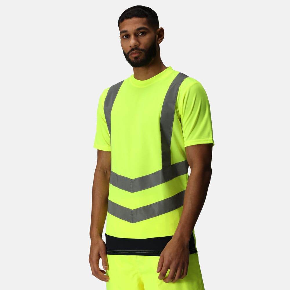 Regatta TRS194 Pro Hi-Vis Short Sleeve T-Shirt Yellow/Navy XL