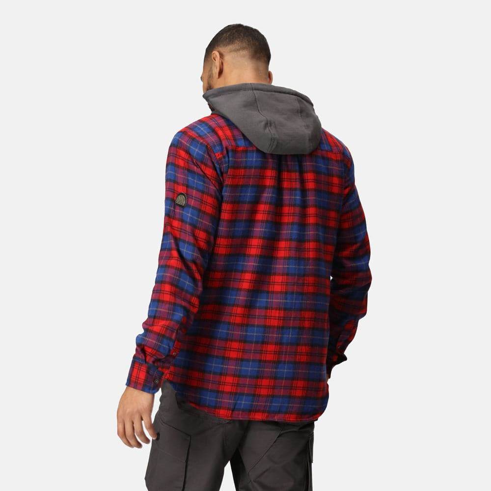 Regatta TRS205 Hooded Shirt Jacket Classic Red Check 2XL
