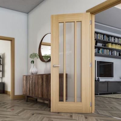 Norwich Oak Unfinished Bevelled Glaze Internal Door - All Sizes