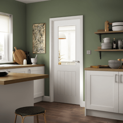 JB Kind Thames White Glazed 1 Panel Internal Door - All Sizes