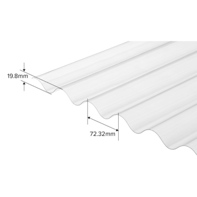 3" PVC Corrugated Lightweight Sheeting 2.750m x 762mm x 0.8mm