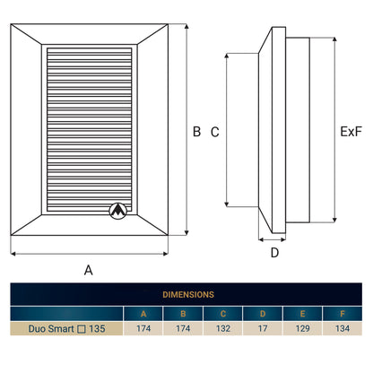 Louvre Vent White Duo Smart 135G 135mm With Fly Mesh