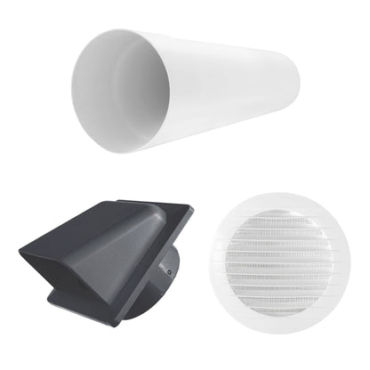 Through Wall Ventilation Kit Round Louvre Vent VC-KRO0184 with Graphite External Vent