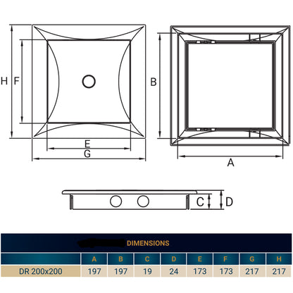 Access Panel Door PP, White 200mm x 200mm