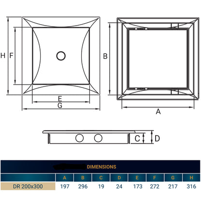 Access Panel Door PP, White 200mm x 300mm