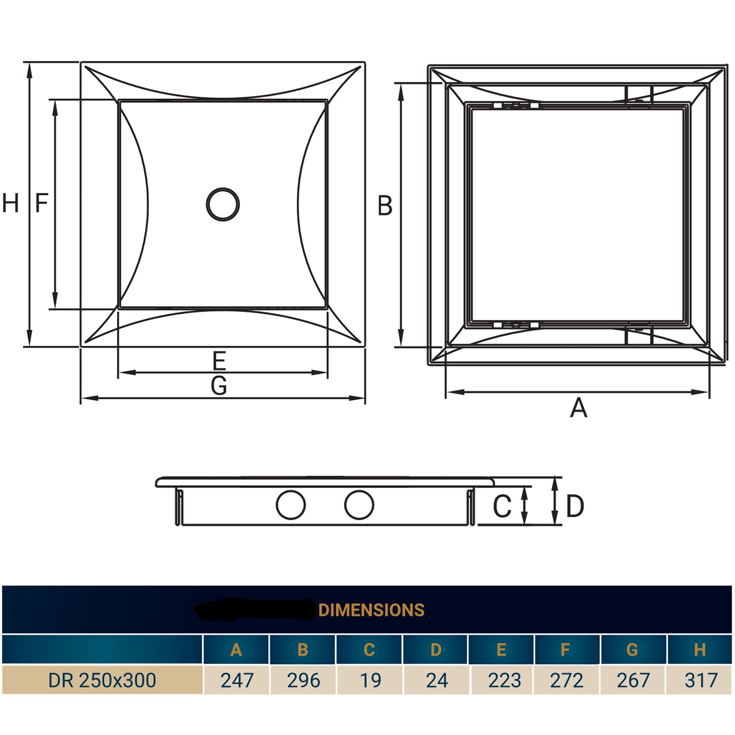 Access Panel Door PP, White 250mm x 300mm