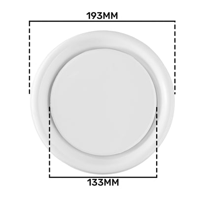 White ABS Extract Ceiling Valve 150mm