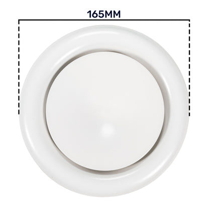 White Metal Extract Ceiling Valve 125mm - Anemostat SV