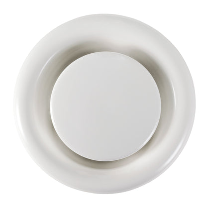 White Metal Extract Ceiling Valve 125mm - Anemostat EV