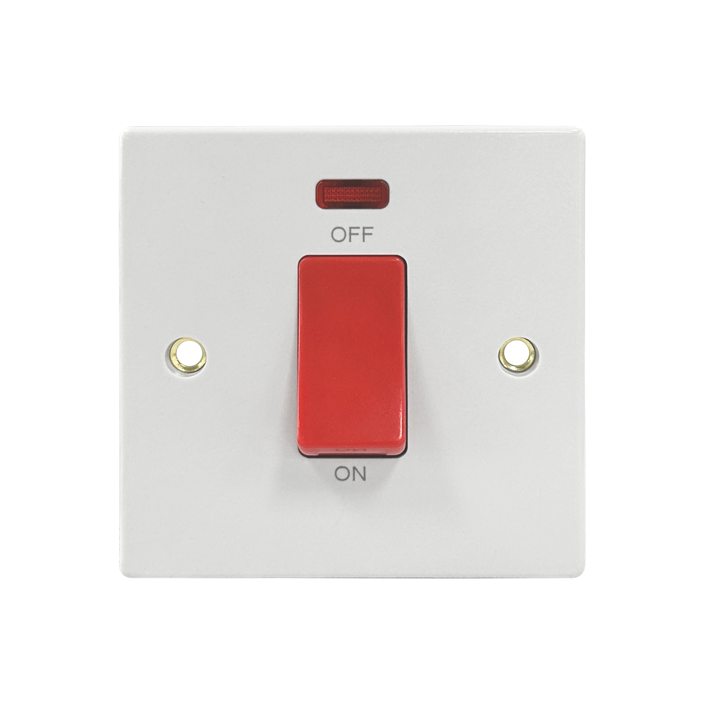 Caradok 1G 45A DP Switch c/w Neon Squared Edge