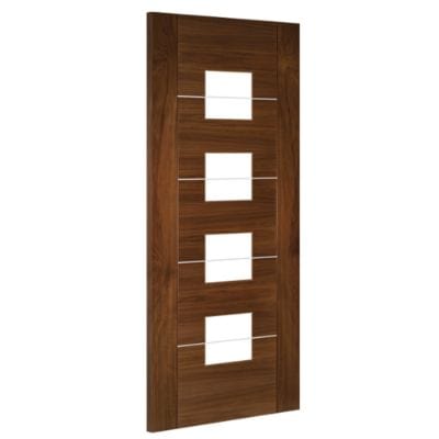 Valencia Walnut Prefinished Glazed Internal Door - All Sizes