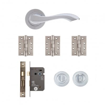 Veritas Polished Chrome Bathroom Door Handle Kit