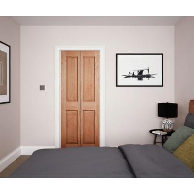Victorian 4 Panel Oak Bi-Fold Unfinished Internal Door 1981 x 762mm