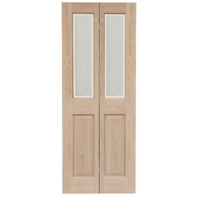 Victorian 4 Panel Oak Bi-Fold Glazed Unfinished Internal Door 1981 x 762mm