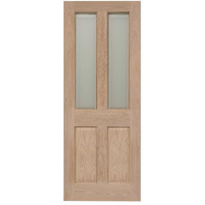 Victorian 4 Panel Oak Glazed Unfinished Internal Door - All Sizes