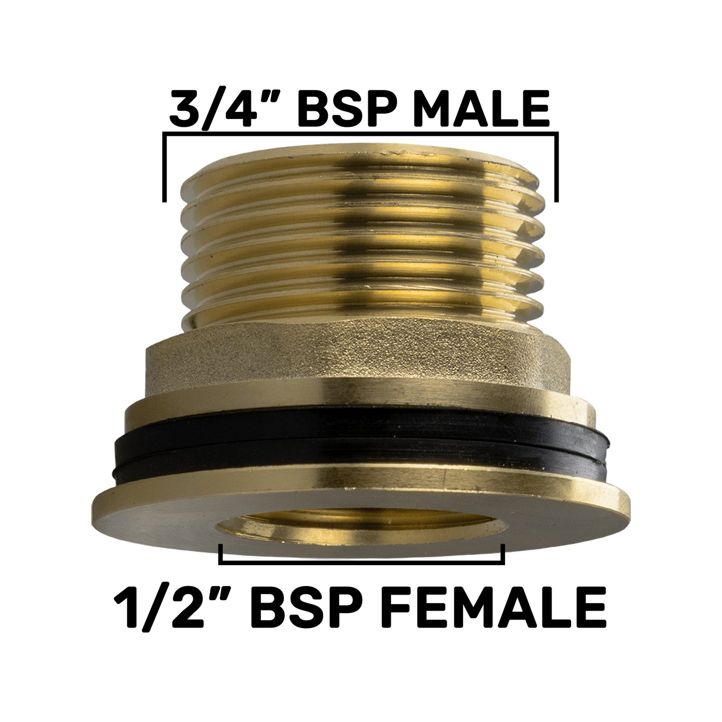 Water Butt Brass 3/4" BSP Male - 1/2" BSP Female