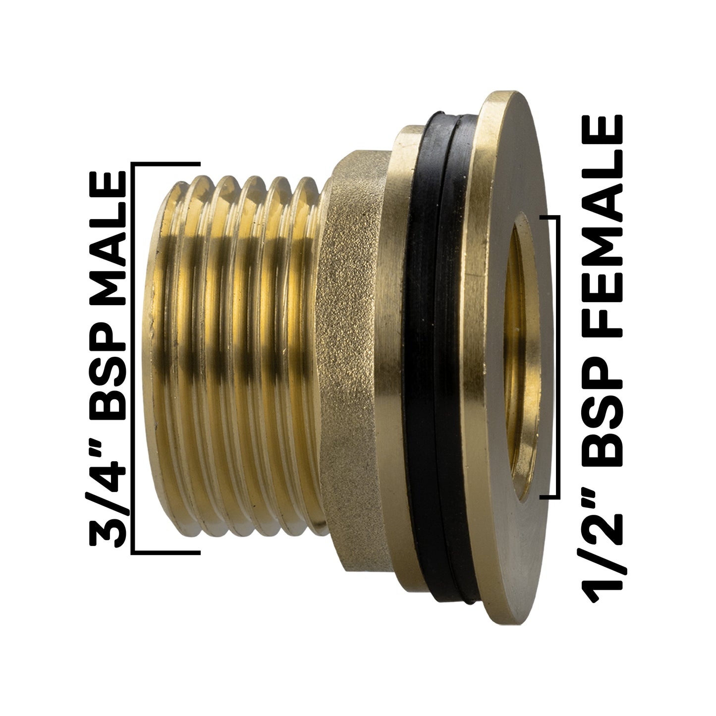 Water Butt Brass Kit 3/4" with Extended Brass Chrome Tap 1/2"  Barb