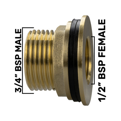 Water Butt Brass Kit 3/4" with Lever Tap Hose Barb and Lever Lock