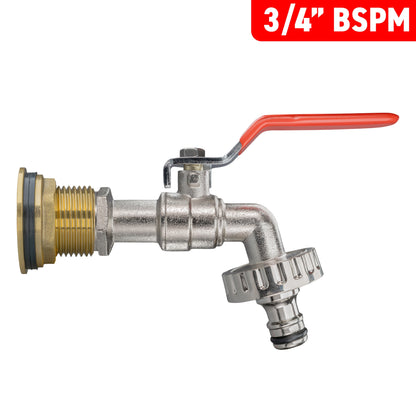 Water Butt Brass Kit 3/4" with Quick Connect Lever Tap