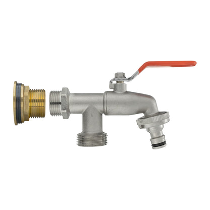 Water Butt Brass Kit 3/4" with Double Tap and Drill Bit
