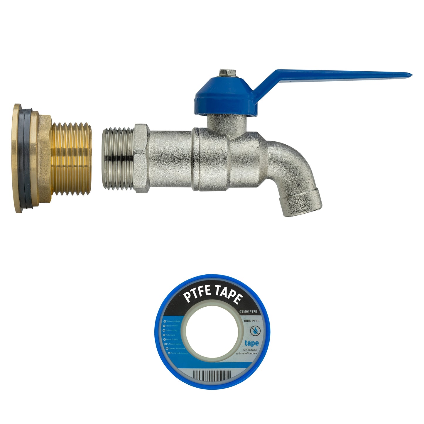 Water Butt Brass Kit 3/4" with Simple Lever Tap and Drill Bit