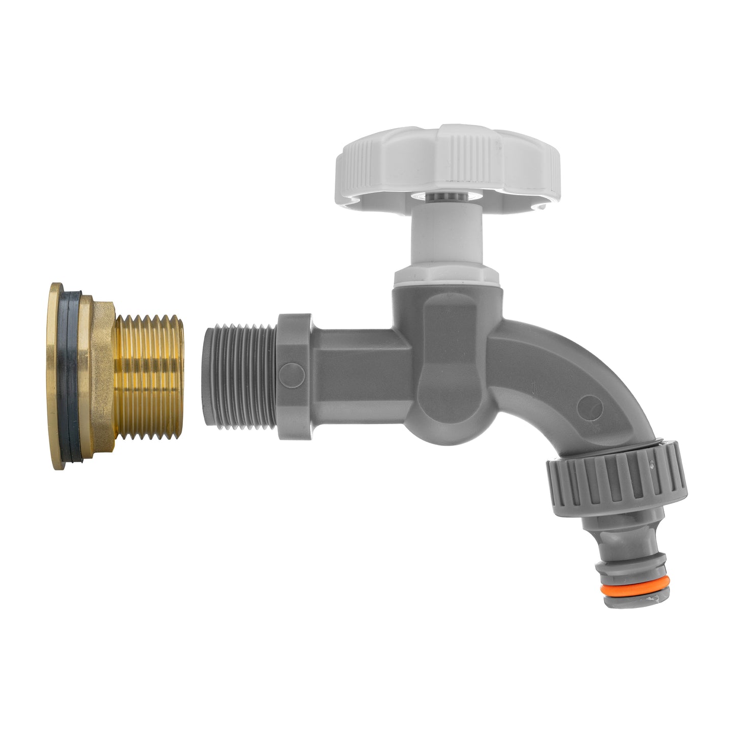 Water Butt Brass Kit 3/4" with Grey Dial Tap and Drill Bit