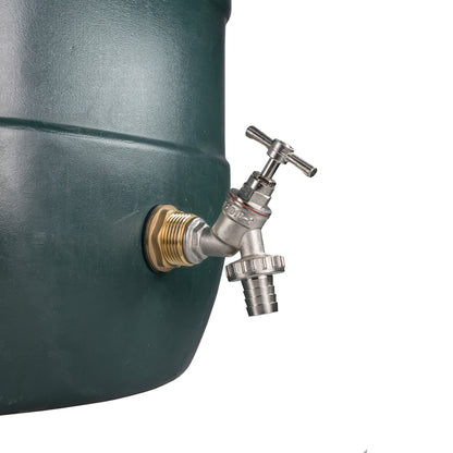 Water Butt Brass Kit 3/4" with Nickel Plated Brass Barbed Tap and Drill Bit