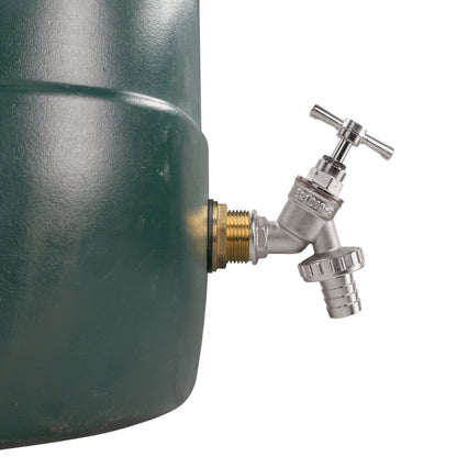 Water Butt Brass Kit 3/4" with Nickel Plated Brass Barbed Tap and Drill Bit
