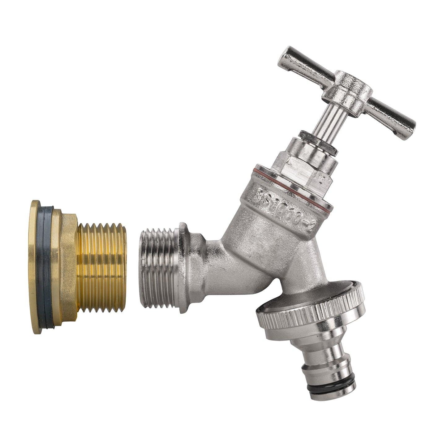 Water Butt Brass Kit 3/4" with Nickel Plated Brass Quick Connect Tap and Drill Bit
