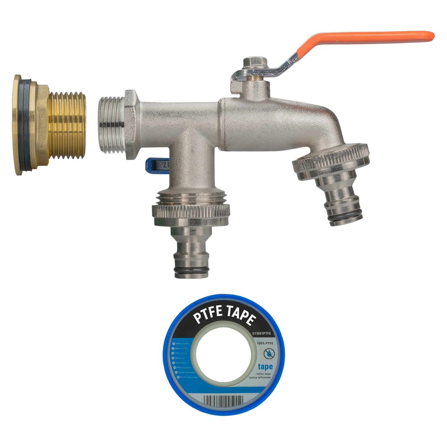 Water Butt Brass Kit 3/4" with Double Quick Connect Tap