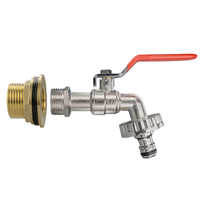 Water Butt Brass Kit 1" with Quick Connect Lever Tap