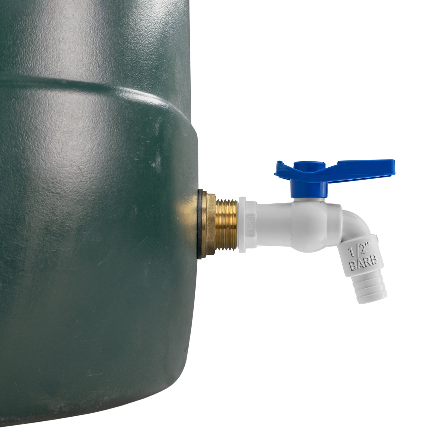 Water Butt Brass Kit 1" with White PVC Tap and Drill Bit