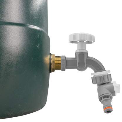 Water Butt Brass Kit 1" with Grey Dial Tap + Two-Way Splitter