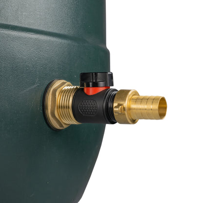 Water Butt Brass Kit 1" with In-Line Valve + 3/4" Brass Barb