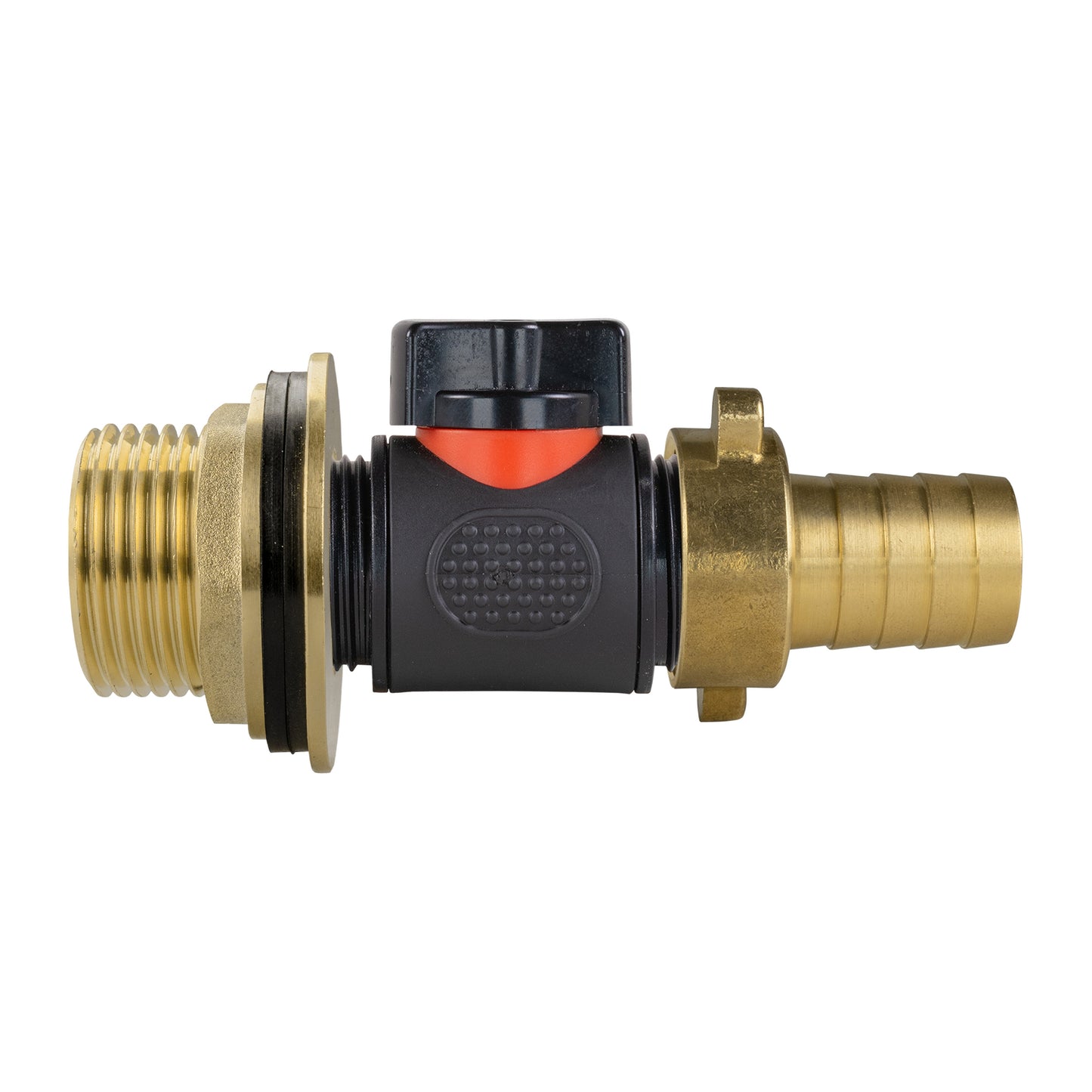 Water Butt Brass Kit 1" with In-Line Valve + 3/4" Brass Barb