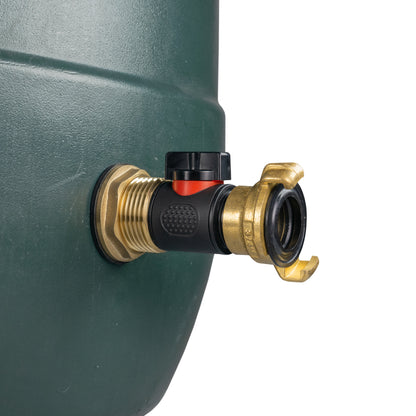 Water Butt Brass Kit 1" with In-Line Valve + Geka