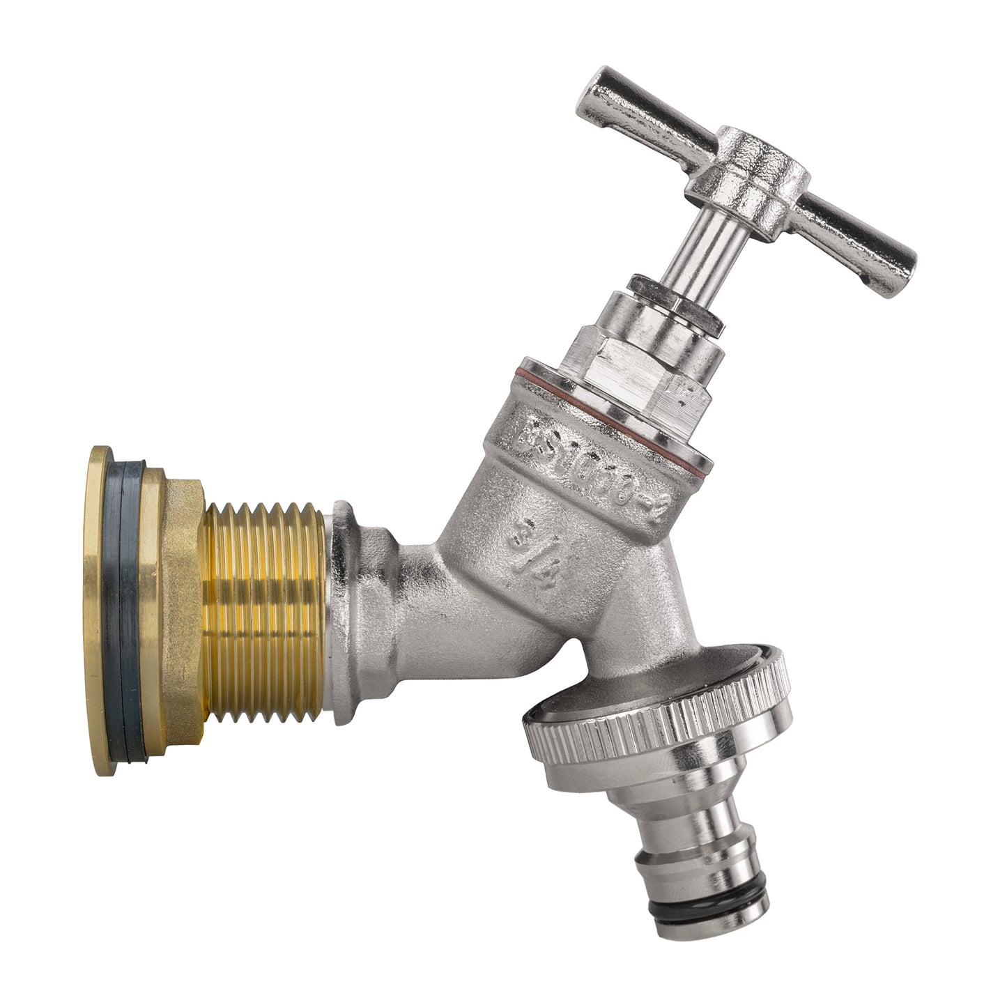 Water Butt Brass Kit 1" with Nickel Plated Quick Connect Tap