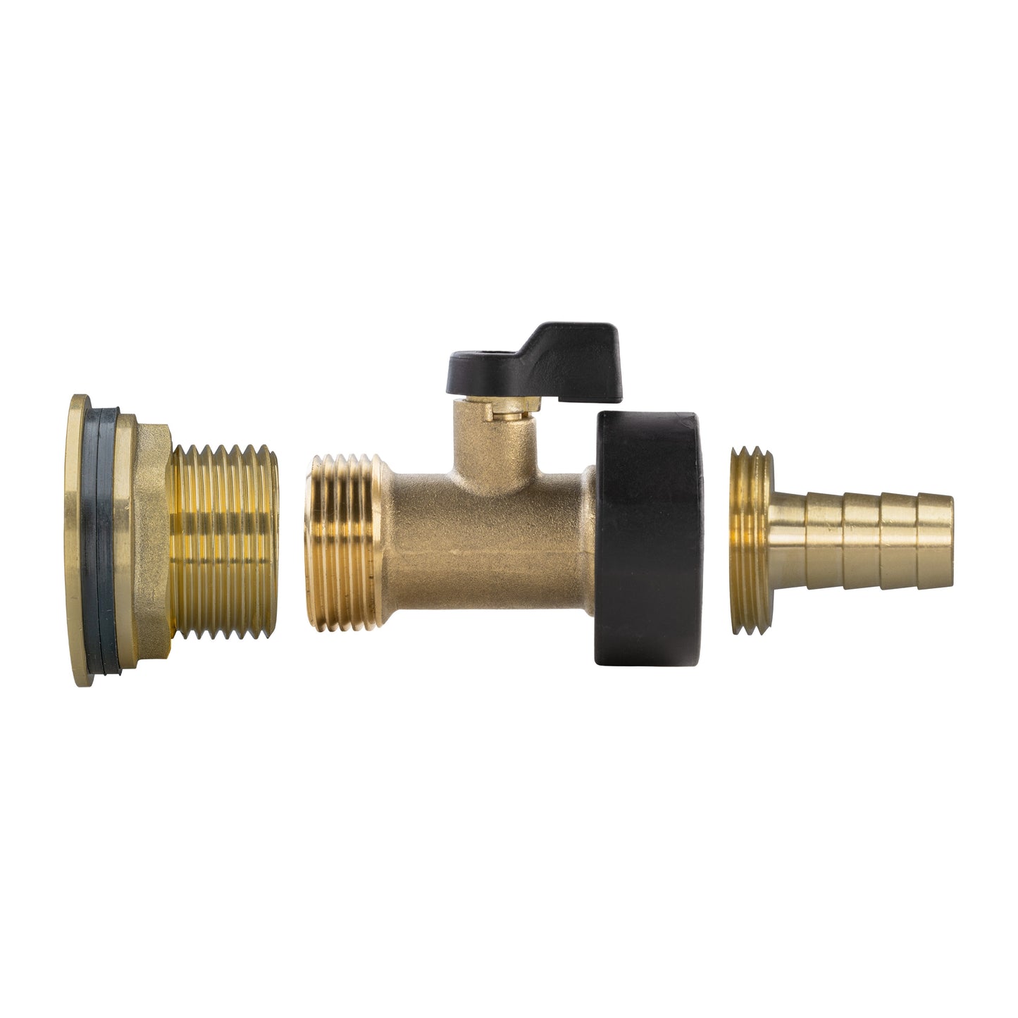 Water Butt Brass Kit 1" with Brass Valve + 13mm Barb