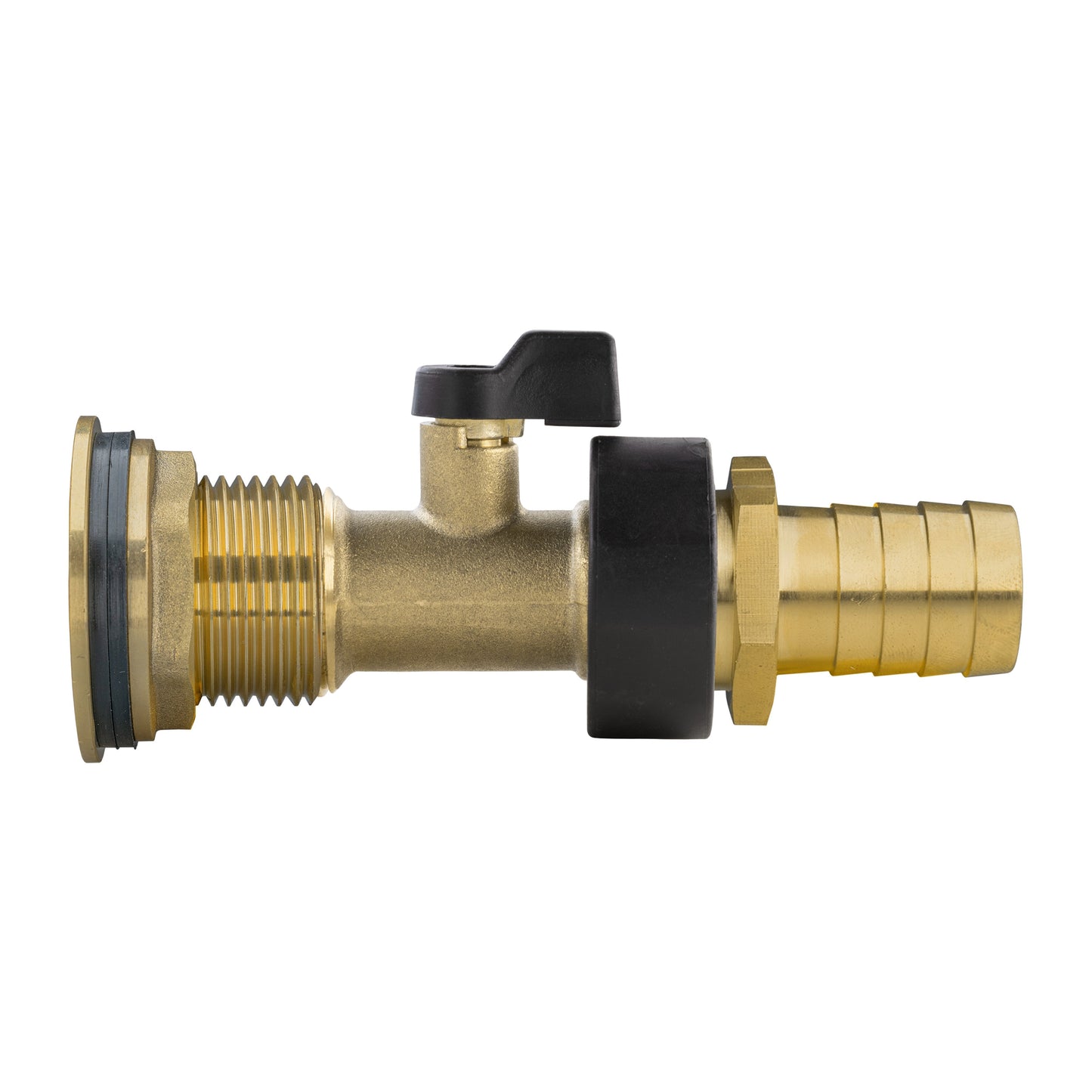 Water Butt Brass Kit 1" with Brass Valve + 19mm Barb