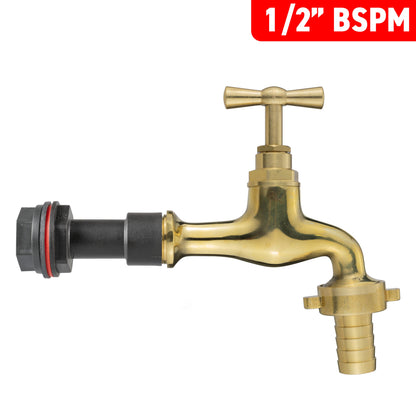 Water Butt Extension Kit 1/2" with 19mm Barbed Polished Brass Tap