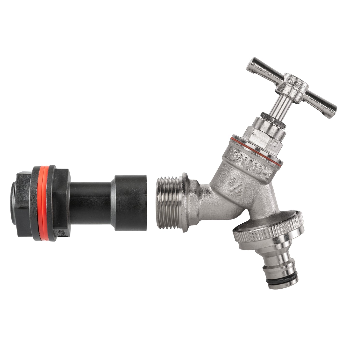 Water Butt Extension Kit 3/4" with Nickel Plated Quick Connect Tap and Drill Bit