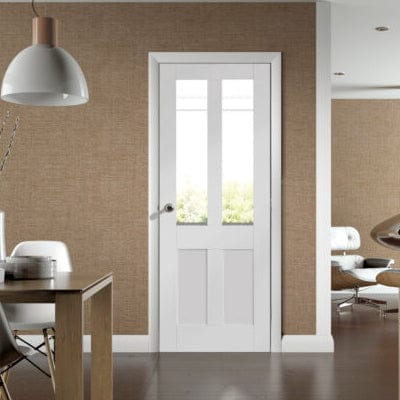 Malton Shaker Internal White Primed Door with Clear Glass