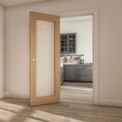 Walden Oak Unfinished Frosted Glazed Internal Door - All Sizes