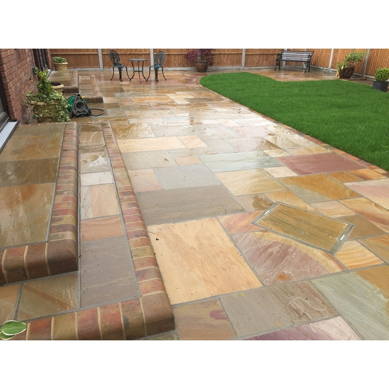 Traditional Rippon Buff Sandstone Paving Pack (19.50m2 - 66 Slabs / Mixed Pack)