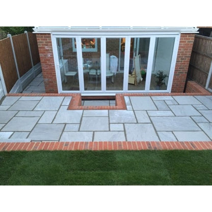 Traditional Light Grey Sandstone Paving Pack (19.50m2 - 66 Slabs / Mixed Pack)