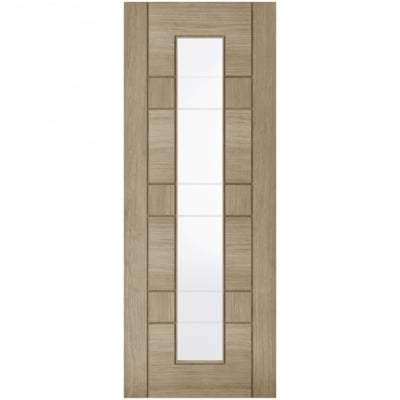 Edmonton Light Grey Pre-Finished 1 Glazed Clear With Frosted Lines Light Panel Interior Door - 1981mm x 686mm