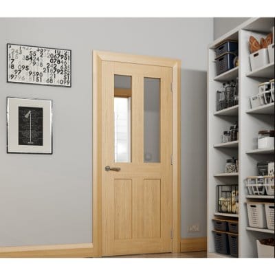 Eton Oak Unfinished Glazed Internal Door - All Sizes