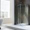 Frameless Curved Offset Quadrant Shower Enclosure w/ Cut-Out Top Panel & 1 Elongated Side Panel & Sliding Door