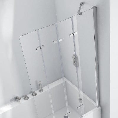 Aquaglass 6mm Frameless Bath Screen with 4 Folding Panels - 1500mm x 965mm